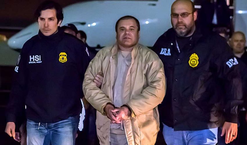 El Chapo in US custody after his extradition from Mexico.